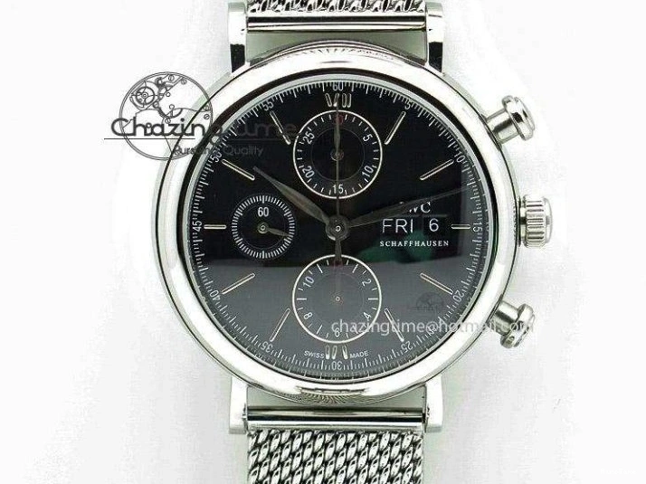 MIROTIME 0506 Portofino SCHAFFHAUSEN SS MKF 1:1 Best Edition Black Dial On Mesh Bracelet A Sporty 7342
